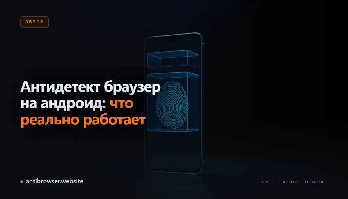 Смартфон на Android с несколькими изолированными профилями приложений и иконкой антидетект-браузера на экране