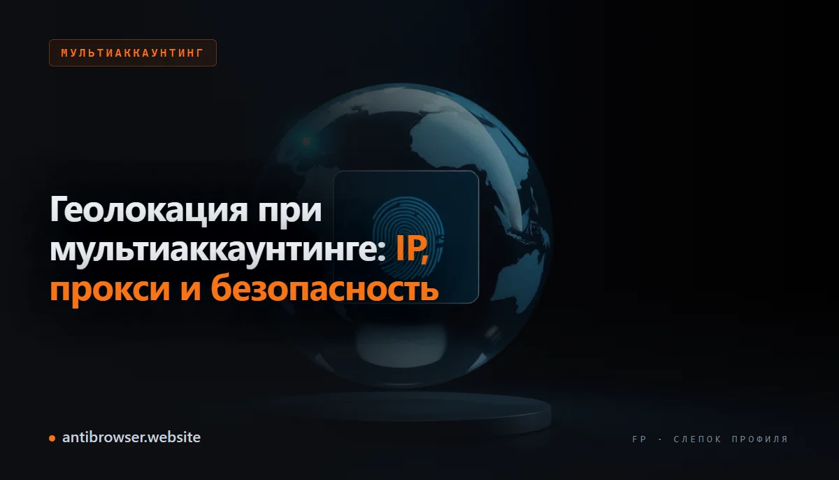 Схема: IP-адрес, геолокация и отпечатки браузера в системе детектирования мультиаккаунтинга