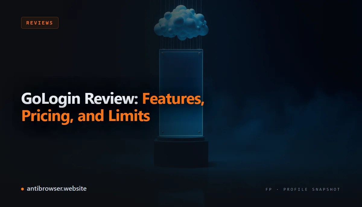 GoLogin browser profile workspace with fingerprint settings and cloud profile management