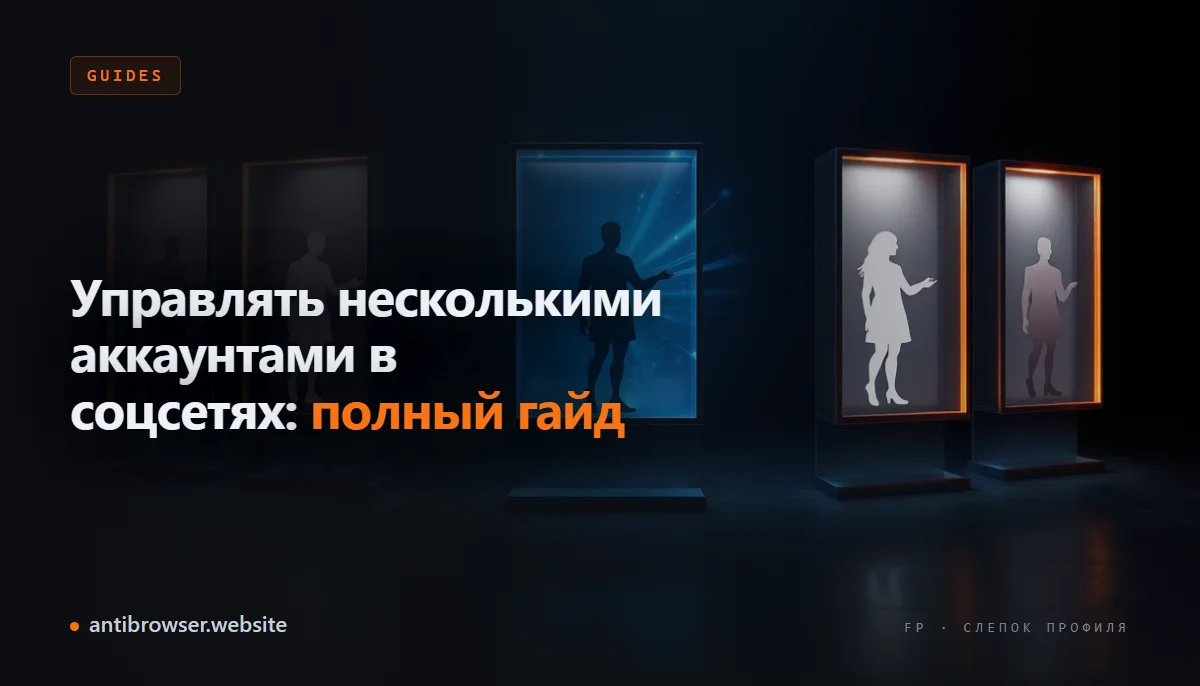 Панель управления несколькими профилями в антидетект-браузере с отдельными прокси и изоляцией для каждого аккаунта