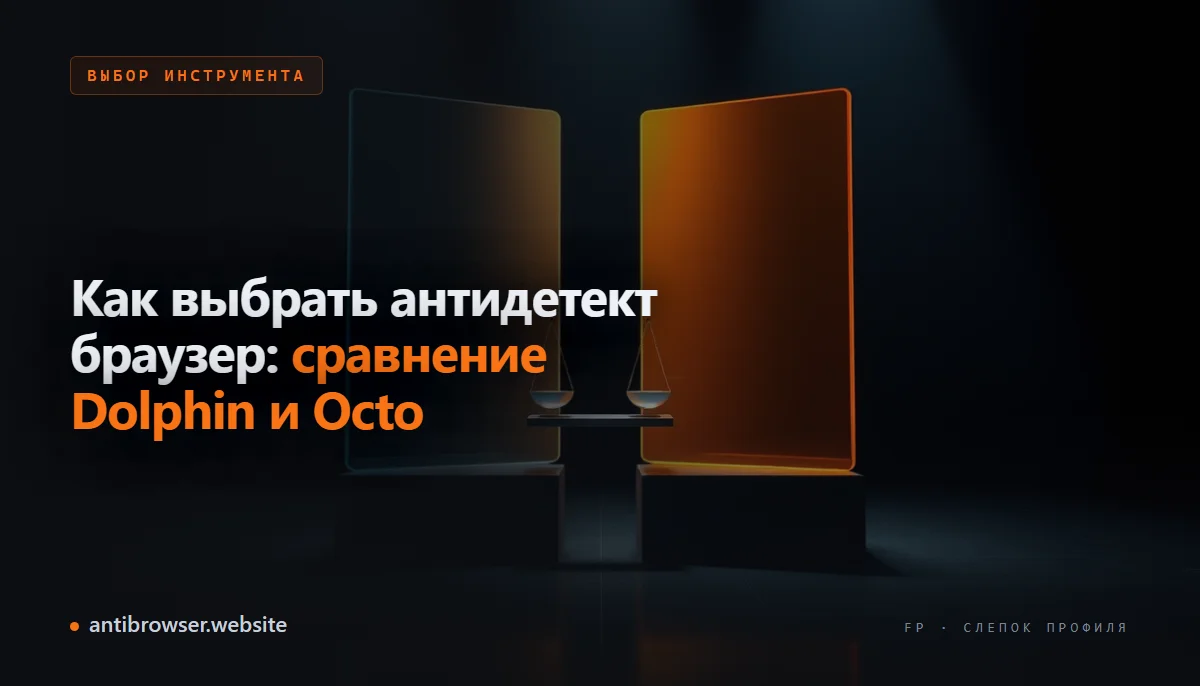 Сравнение интерфейсов антидетект-браузеров Dolphin Anty, Octo Browser и GoLogin на экране монитора