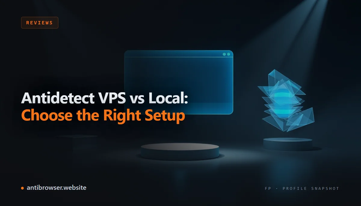 Comparison of a local PC, VPS, and cloud profile setup for an antidetect browser