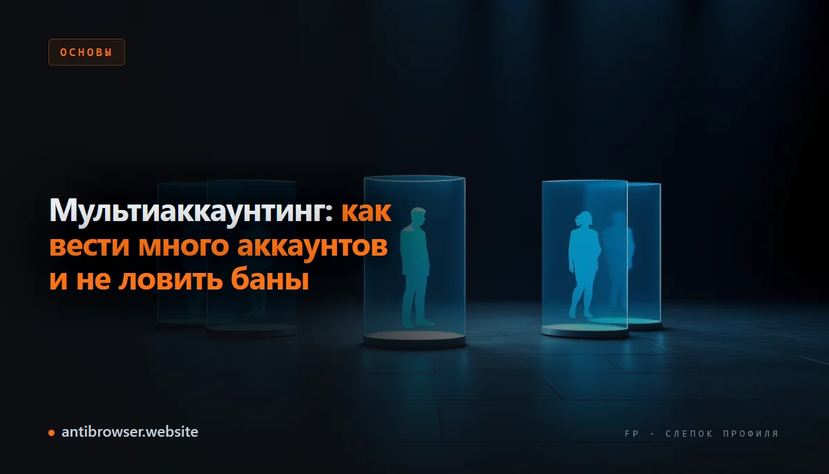 Схема изоляции аккаунтов: отдельный профиль, IP и поведение для каждого аккаунта в антидетект-браузере
