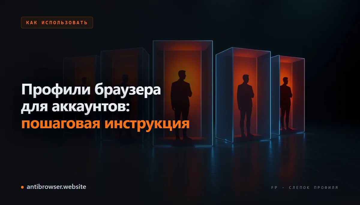 Интерфейс антидетект-браузера с несколькими профилями для управления аккаунтами при мультиаккаунтинге