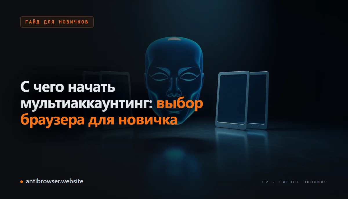 Новичок настраивает антидетект-браузер с несколькими изолированными профилями на экране ноутбука