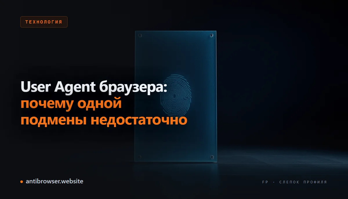 Схема связи User Agent браузера с параметрами фингерпринта и профилем антидетект-браузера