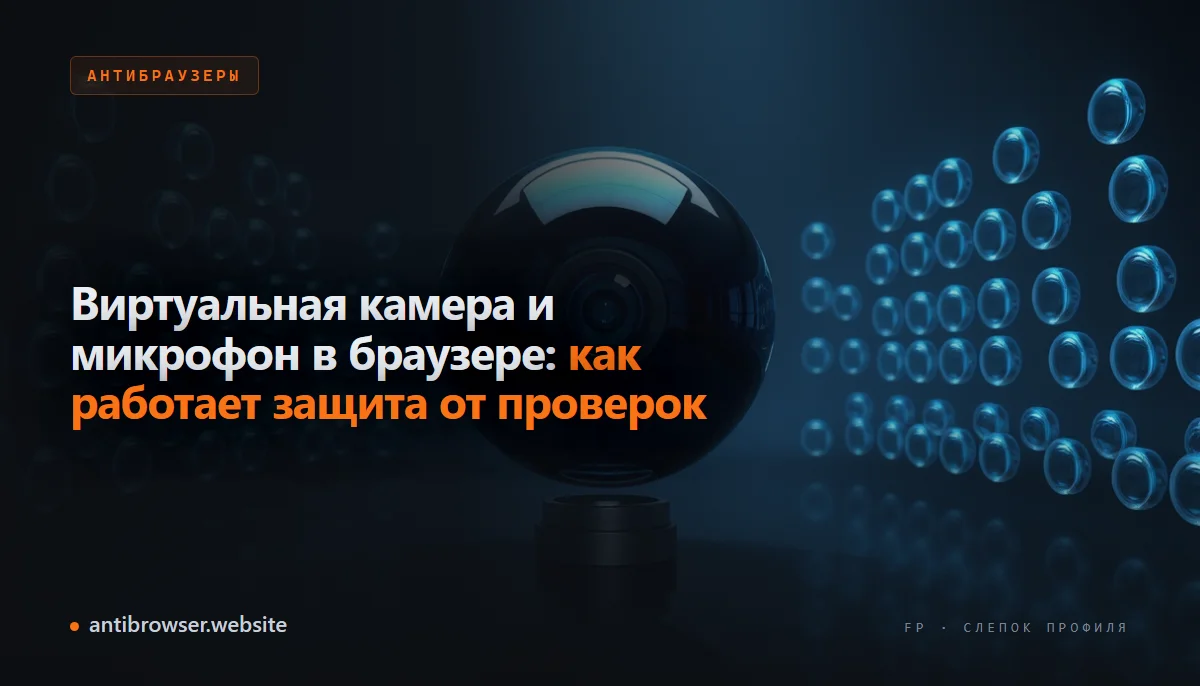 Схема подмены камеры и микрофона в антидетект-браузере: виртуальное устройство вместо реального, отдельные параметры для каждого профиля