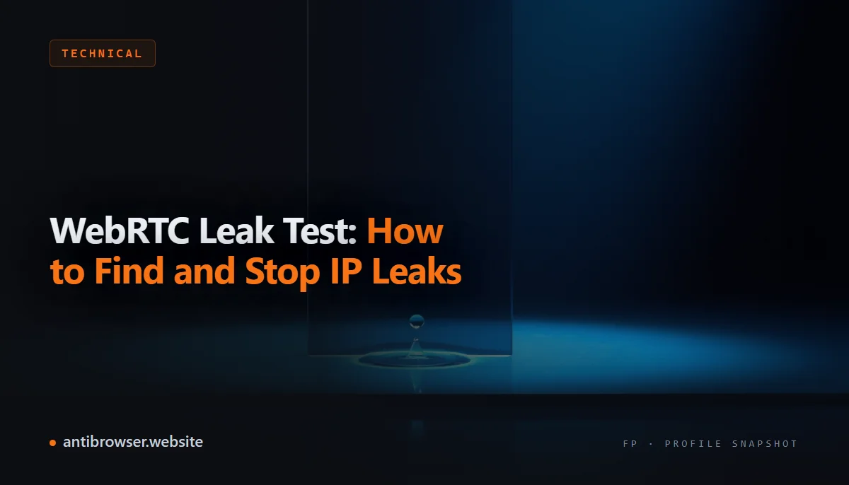 Browser developer tools showing a WebRTC STUN request revealing a real IP address alongside a VPN IP, illustrating an active WebRTC leak