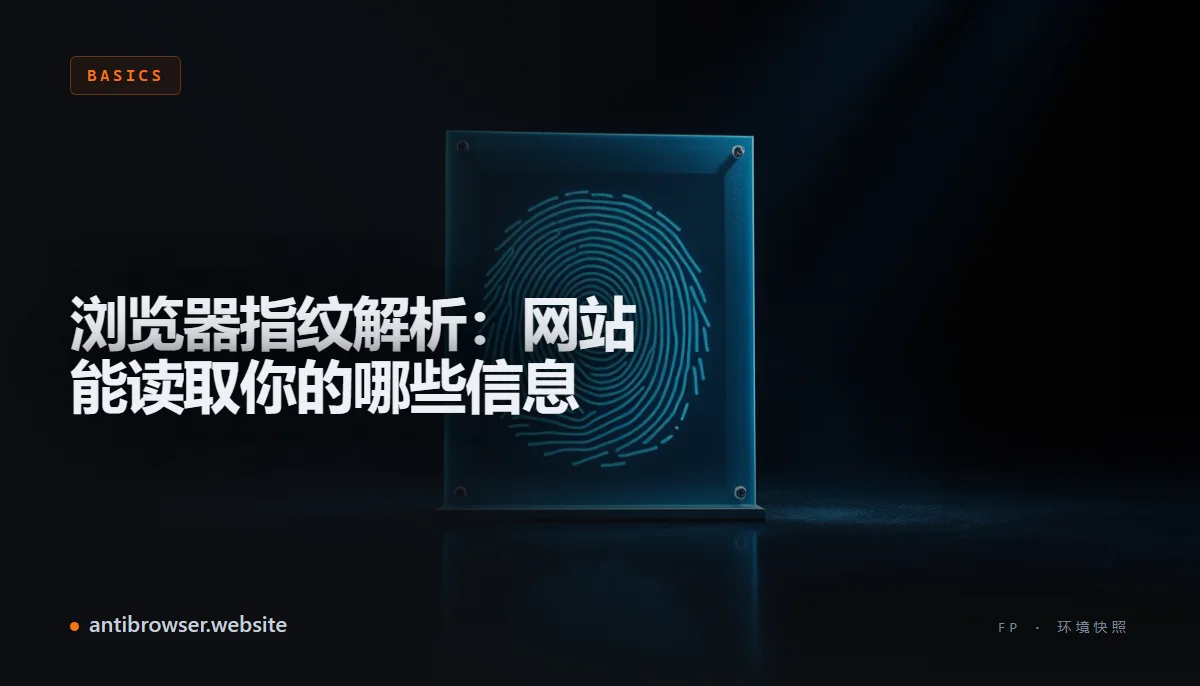 浏览器指纹信号可视化:Canvas 哈希、WebGL 渲染器、已安装字体、屏幕分辨率和时区汇聚为唯一设备标识