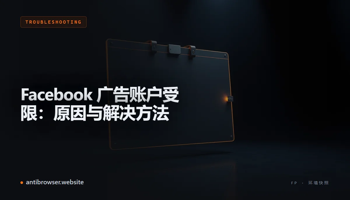 Facebook Ads Manager 截图,显示“您的账户已被限制投放广告”横幅及账户质量面板