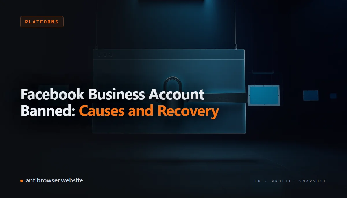 A disabled Facebook Business Manager and a diagram showing access recovery through an appeal