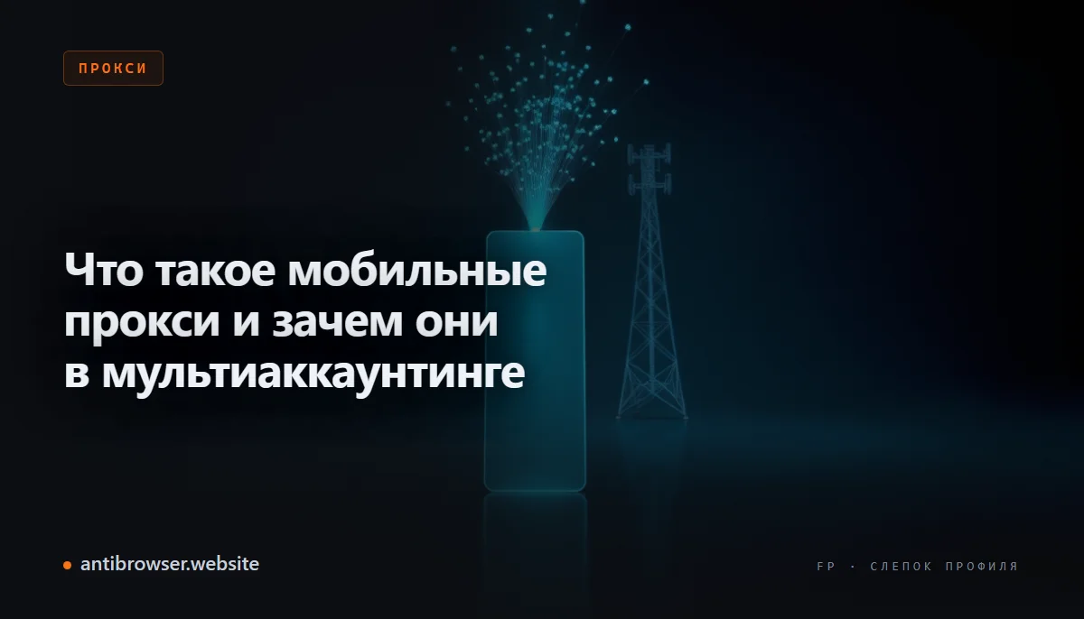 Схема работы мобильных прокси через сотовую сеть оператора: IP, CGNAT и антидетект-браузер