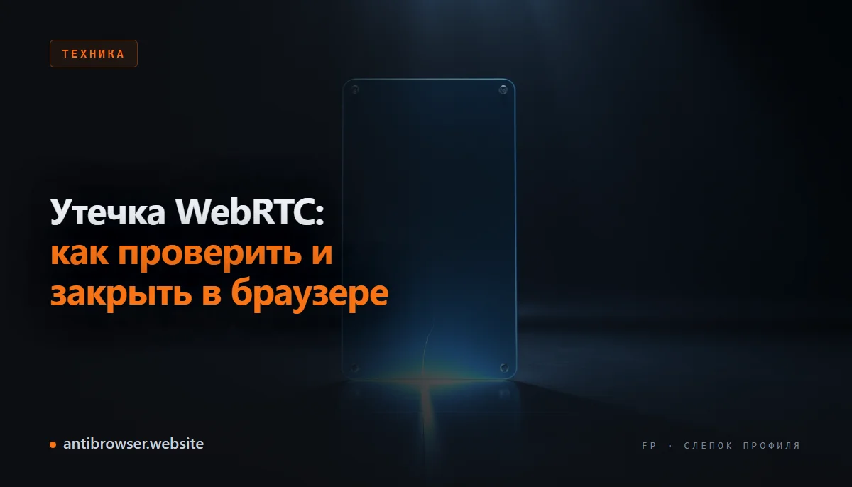 Схема утечки WebRTC: браузер обходит прокси и раскрывает реальный IP через STUN-сервер